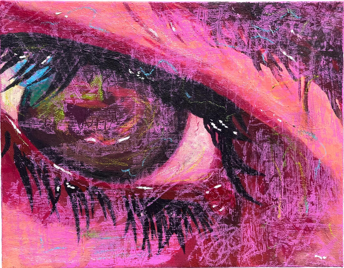 Why #1, 2026. Acrylic and Oil Pastel on Canvas, 11"x14".